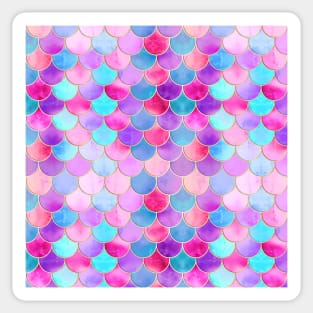 Aqua, Pink Purple & Gold Mermaid Scale Pattern Sticker